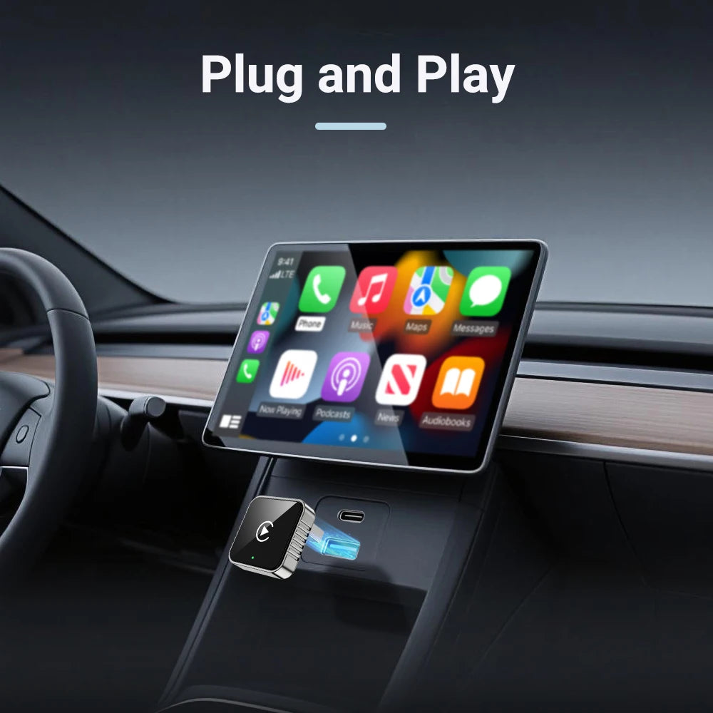 Super Mini Wireless CarPlay & Android Auto Adapter – 2-in-1 AI Box (5GHz WiFi)